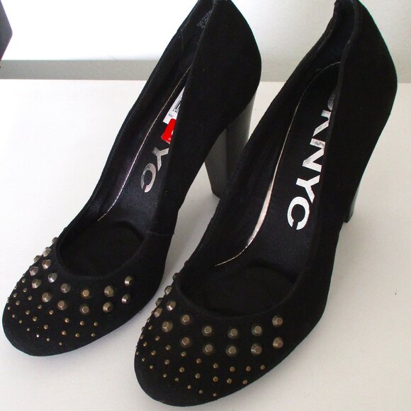 DKNYC "Denice" Womens Black Suede Copper Stud Pump w/4" Heels NWOB - Size 8.5M - Picture 8 of 11
